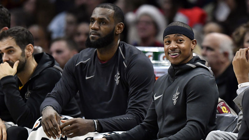 Cleveland Cavaliers forward LeBron James and Los Angeles Lakers guard Isaiah Thomas