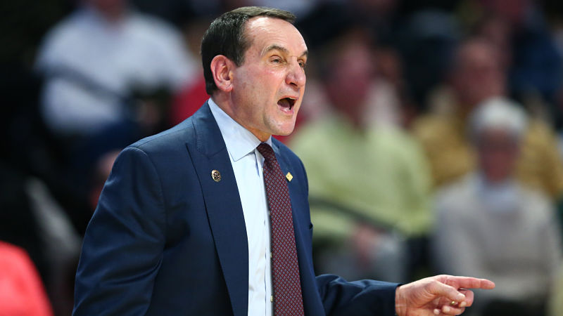 Duke coach Mike Krzyzewski