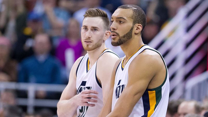 Boston Celtics forward Gordon Hayward and Utah Jazz forward Rudy Gobert