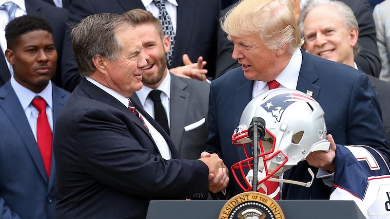 Patriots head coach Bill Belichick, United State president Donald Trump