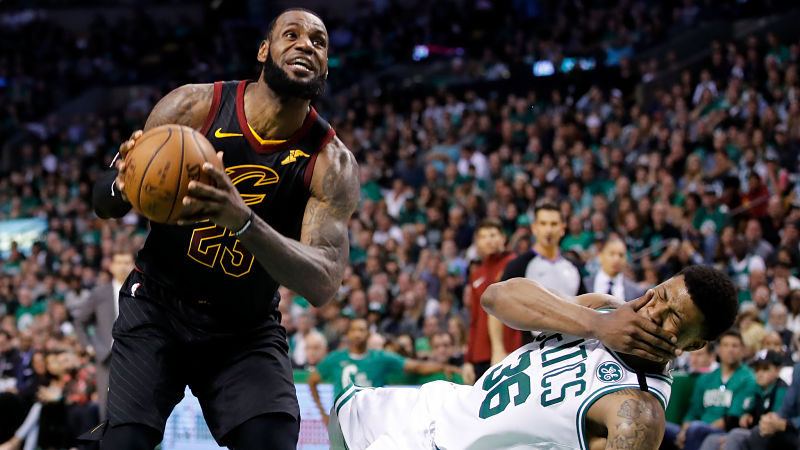 Cleveland Cavaliers forward LeBron James and Boston Celtics guard Marcus Smart