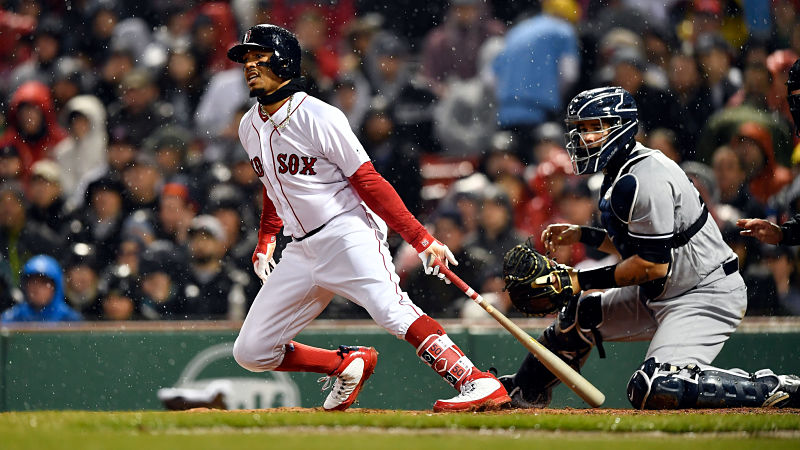 Boston Red Sox right fielder Mookie Betts and New York Yankees catcher Gary Sanchez