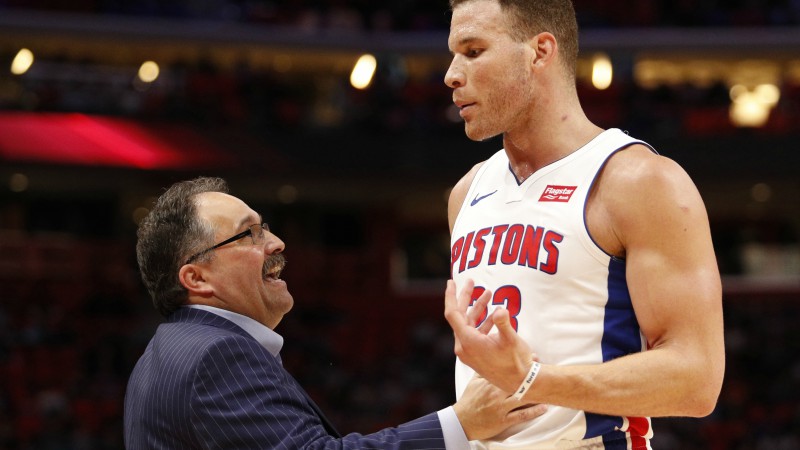 Detroit Pistons head coach Stan Van Gundy and forward Blake Griffin
