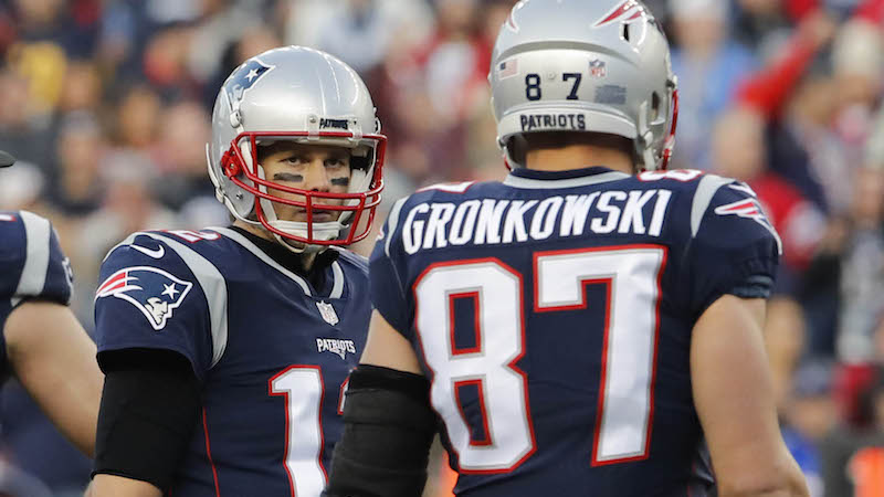 New England Patriots quarterback Tom Brady and former tight end Rob Gronkowski