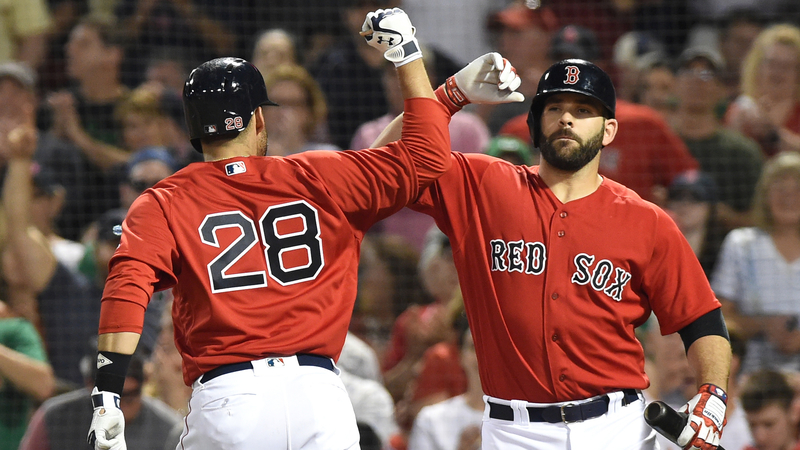Boston Red Sox Right Fielder J.D. Martinez And First Baseman Mitch Moreland