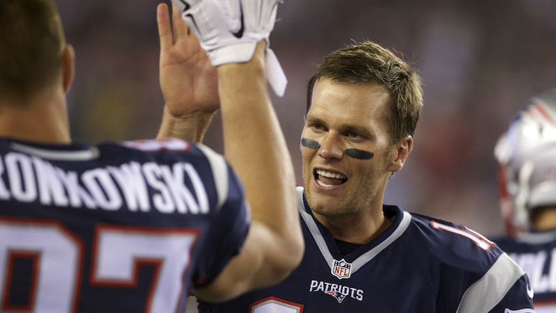 Patriots tight end Rob Gronkowski, quarterback Tom Brady