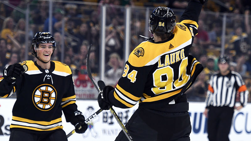 Boston Bruins forward Jakub Lauko
