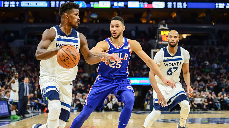 Minnesota Timberwolves guard Jimmy Butler and Philadelphia 76ers guard Ben Simmons