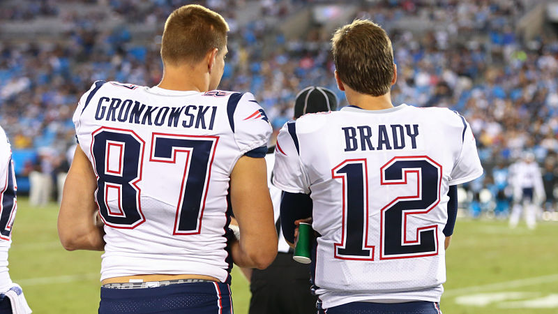 New England Patriots tight end Rob Gronkowski and quarterback Tom Brady