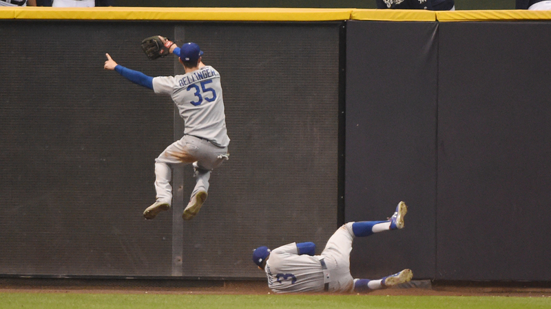 Los Angeles Dodgers' Cody Bellinger and Chris Taylor