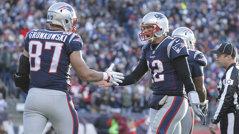 New England Patriots tight end Rob Gronkowski and quarterback Tom Brady