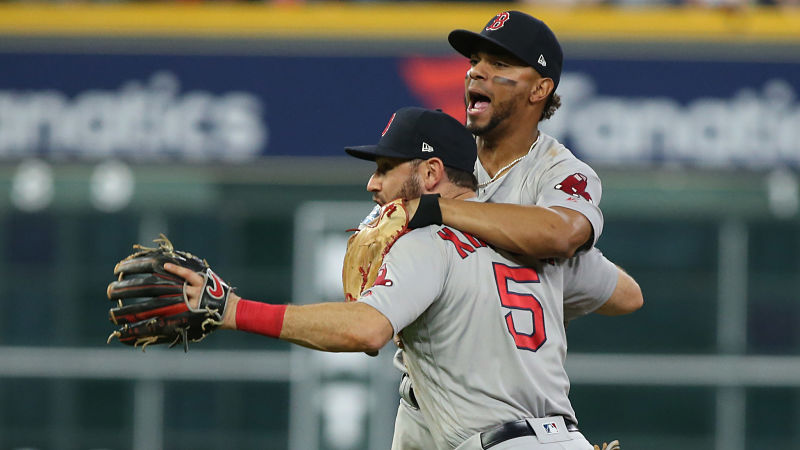 Boston Red Sox infielders Xander Bogaerts and Ian Kinsler