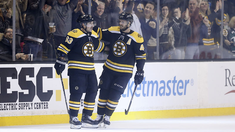 Boston Bruins forwards Brad Marchand and David Krejci