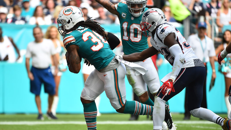 Dolphins running back Brandon Bolden