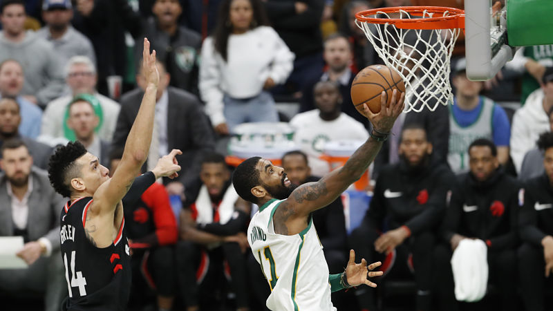 Toronto Raptors guard Danny Green and Boston Celtics guard Kyrie Irving