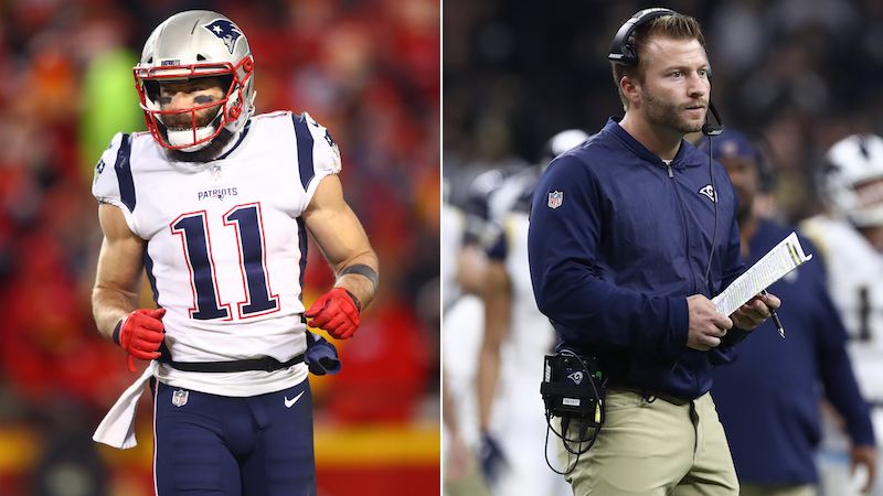 patriots wide receiver julian edelman, rams head coach sean mcvay