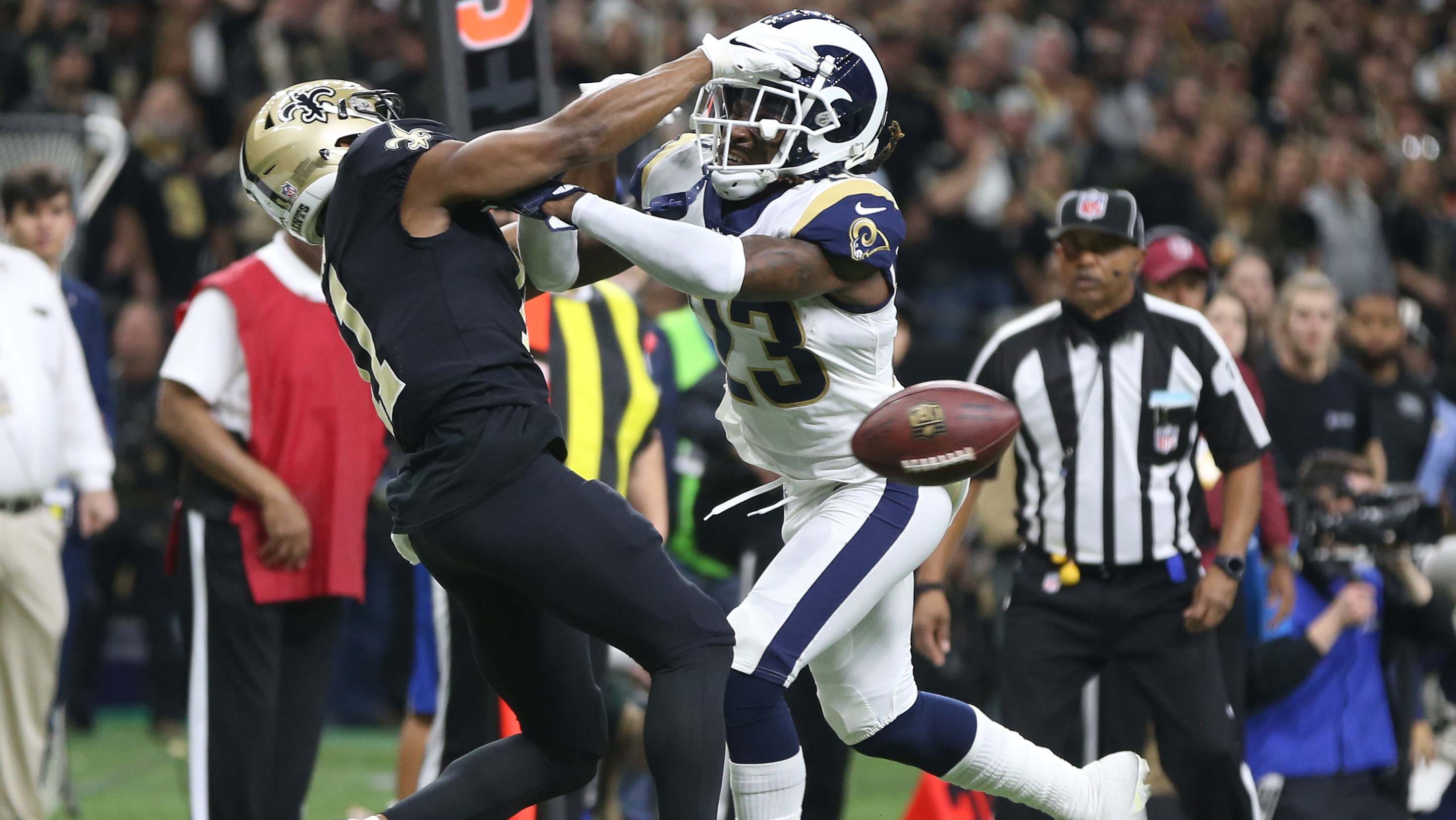 Los Angeles Rams Defensive Back Nickell Robey-Coleman And New Orleans Saints Wide Receiver Tommylee Lewis