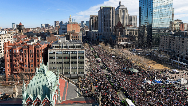 A general view of the Super Bowl LIII championship parade