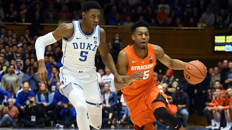 Duke forward R.J. Barrett and Syracuse guard Tyus Battle