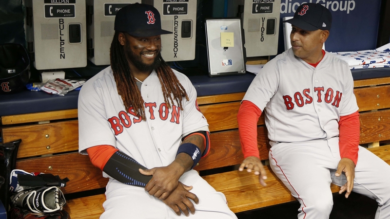Former Red Sox Infielder Hanley Ramirez And Manager Alex Cora