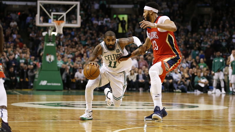 Boston Celtics guard Kyrie Irving and New Orleans Pelicans forward Anthony Davis