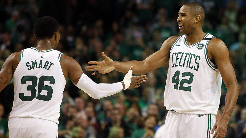 Boston Celtics guard Marcus Smart and forward Al Horford