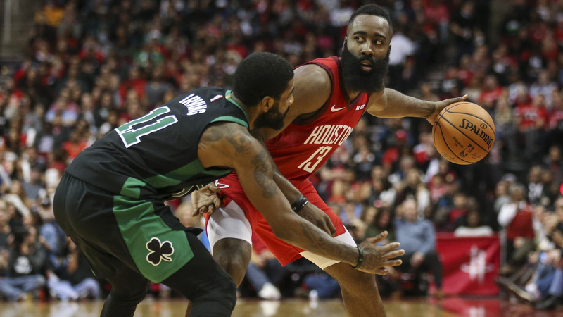 Boston Celtics Guard Kyrie Irving And Houston Rockets Guard James Harden