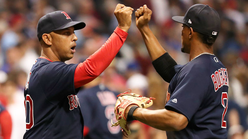 Boston Red Sox manager Alex Cora and shortstop Xander Bogaerts