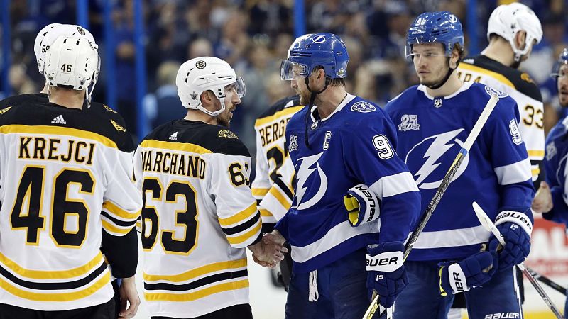 Boston Bruins forward Brad Marchand, Tampa Bay Lightning forward Steven Stamkos