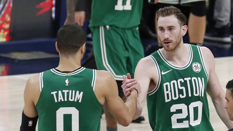Boston Celtics forwards Jayson Tatum and Gordon Hayward