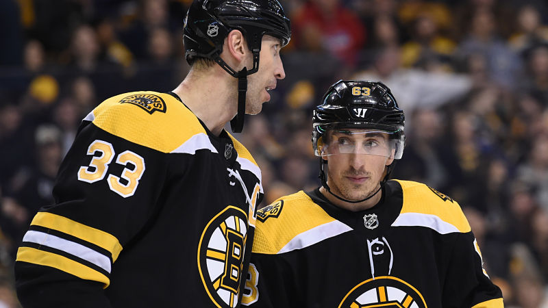 Boston Bruins winger Brad Marchand and defneseman Zdeno Chara