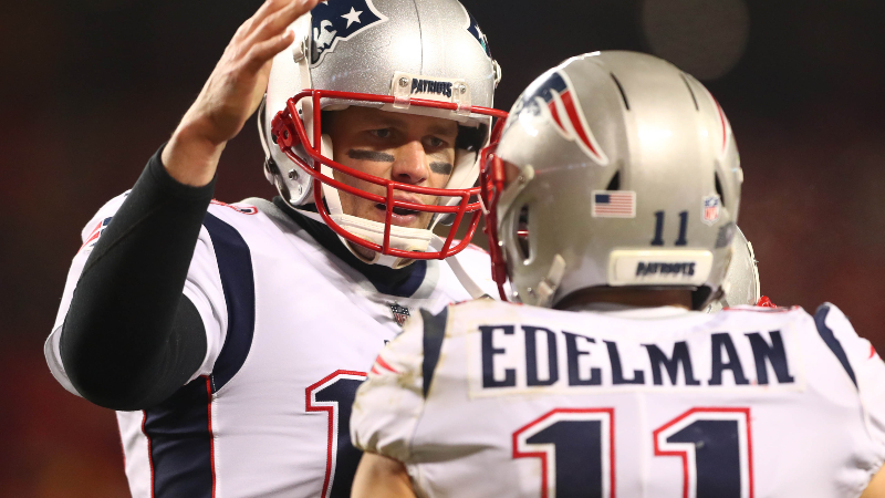 New England Patriots quarterback Tom Brady and wide receiver Julian Edelman