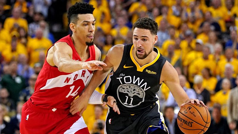 Toronto Raptors guard Danny Green and Golden State Warriors guard Klay Thompson