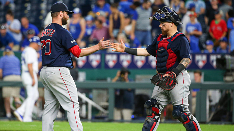 Boston Red Sox's Ryan Brasier And Christian Vazquez