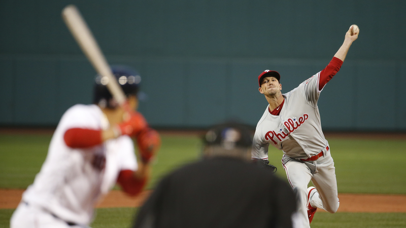 Philadelphia Phillies Pitcher Drew Smyly And Boston Red Sox Right Fielder Mookie Betts