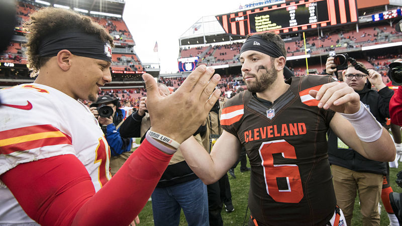 Kansas City Chiefs quarterback Patrick Mahomes and Cleveland Browns quarterback Baker Mayfield