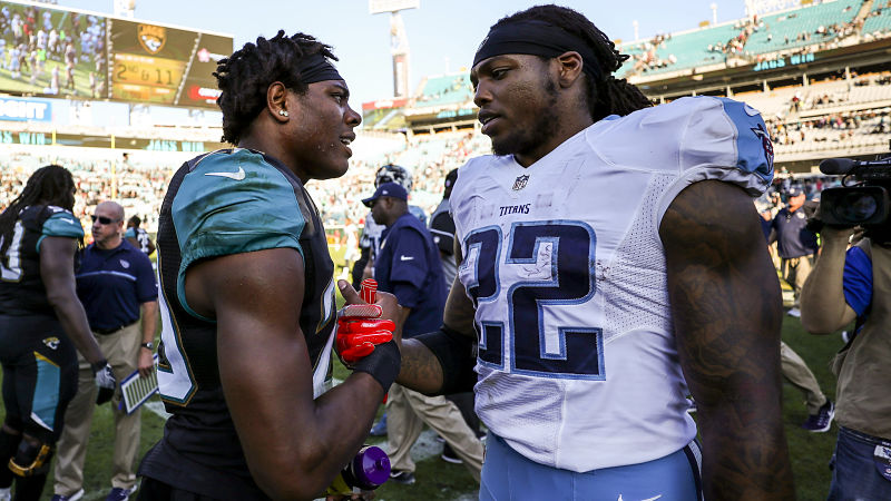 Jacksonville Jaguars cornerback Jalen Ramsey and Tennessee Titans running back Derrick Henry
