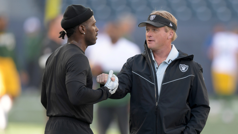 Raiders receiver Antonio Brown, Raiders coach Jon Gruden