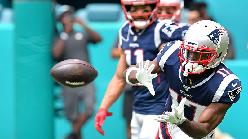 New England Patriots wide receivers Julian Edelman and Antonio Brown