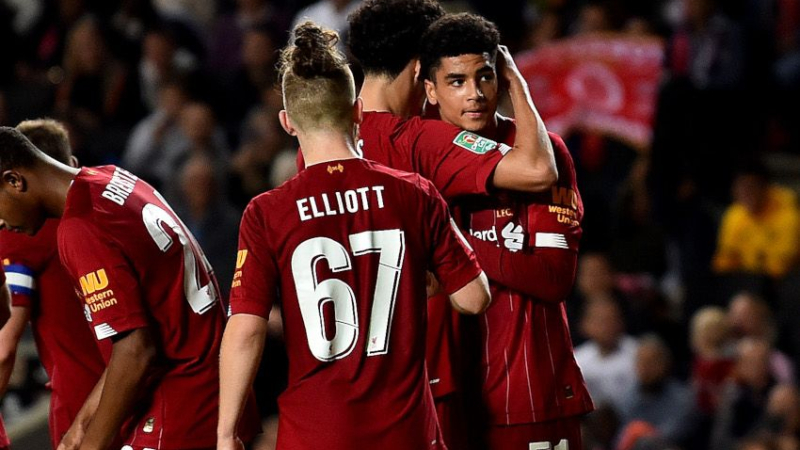 Liverpool winger Harvey Elliot (67) and defender Ki-Jana Hoever (51)