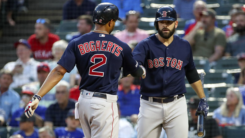 Boston Red Sox shortstop Xander Bogaerts and first baseman Mitch Moreland