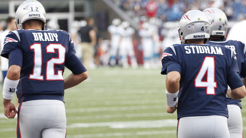Patriots quarterbacks Tom Brady, Jarrett Stidham