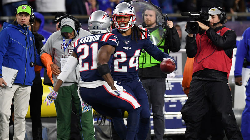New England Patriots safety Duron Harmon and cornerback Stephon Gilmore