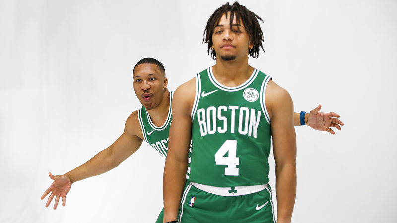 Boston Celtics forward Grant Williams and guard Carsen Edwards