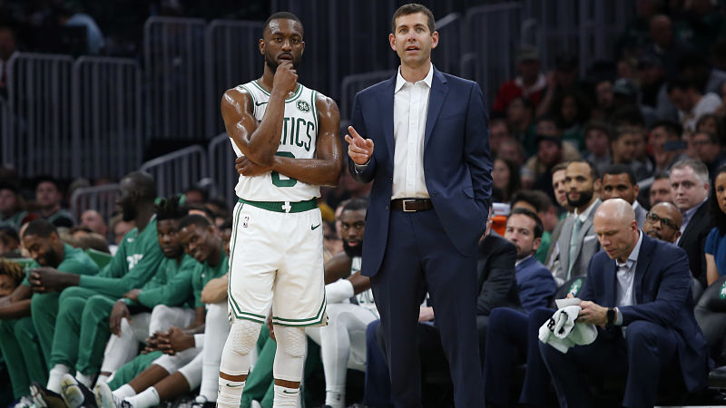 Boston Celtics head coach Brad Stevens and guard Kemba Walker