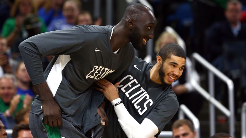 Boston Celtics forwards Tacko Fall and Jayson Tatum