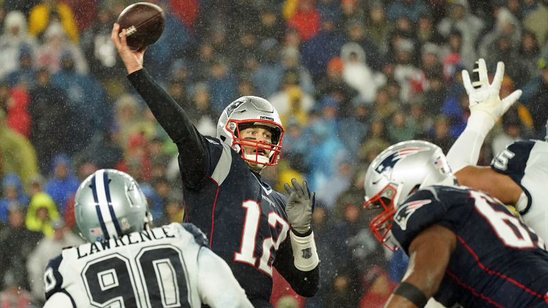 Dallas Cowboys defensive lineman DeMarcus Lawrence and New England Patriots quarterback Tom Brady