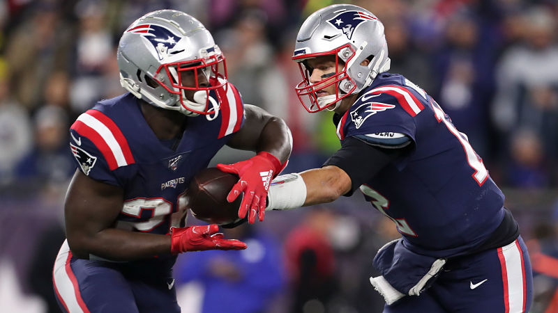 New England Patriots running back Sony Michel and quarterback Tom Brady