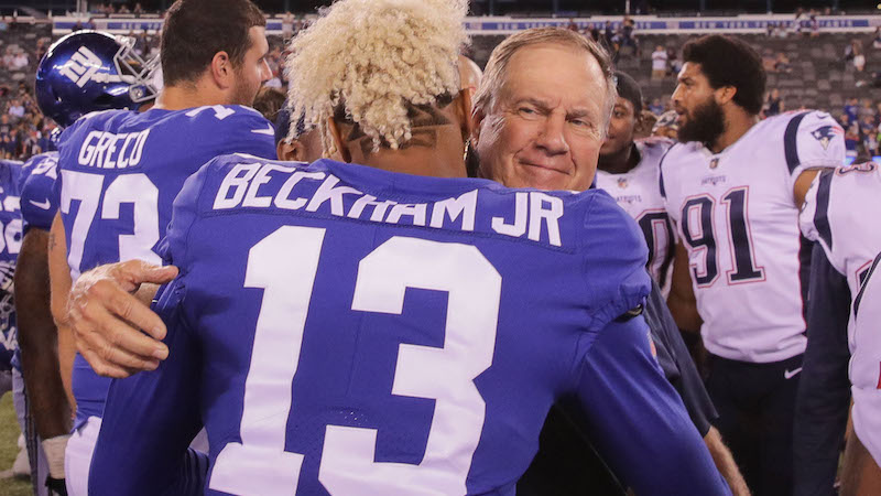Browns wide receiver Odell Beckham Jr., Patriots head coach Bill Belichick