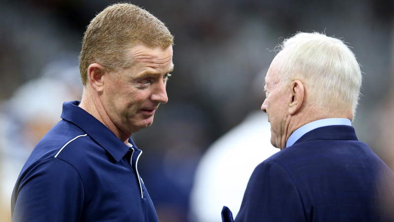 Dallas Cowboys Head Coach Jason Garrett And Owner Jerry Jones